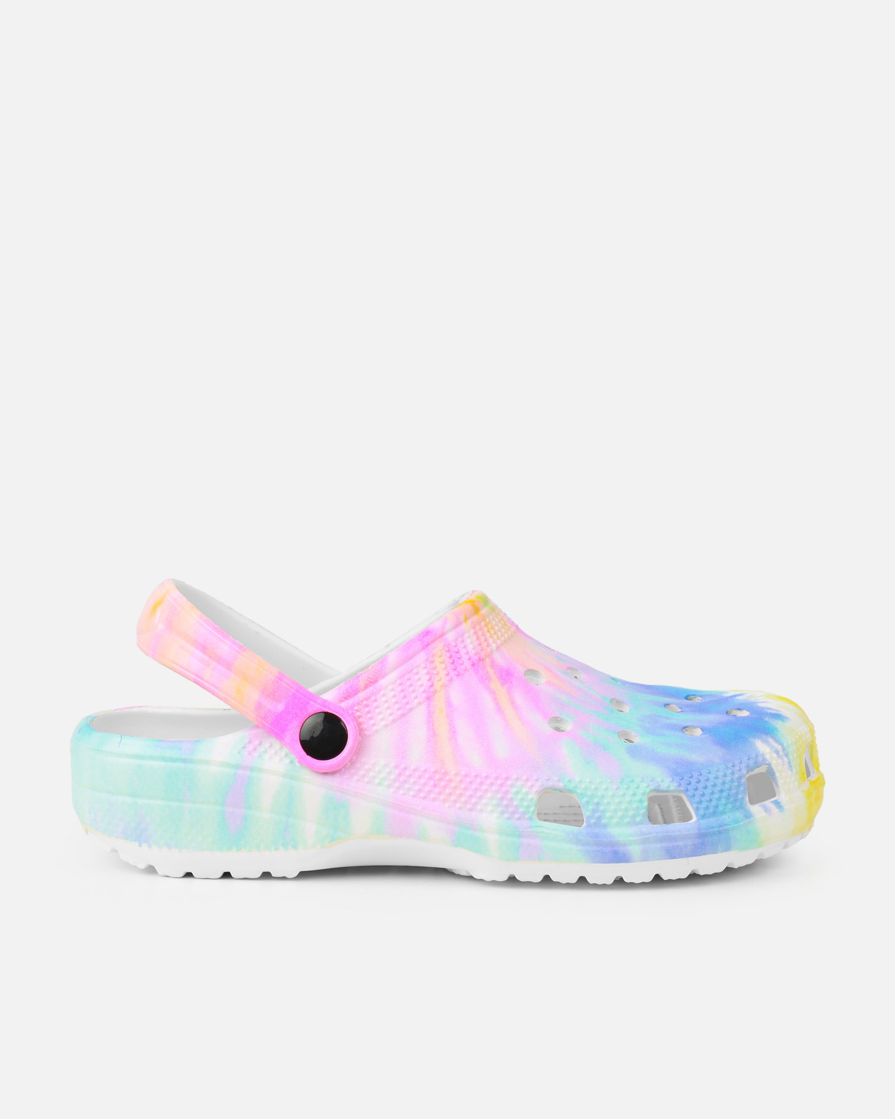 Cruz Purple And Yellow Tie Dye Moulded Flat Clogs