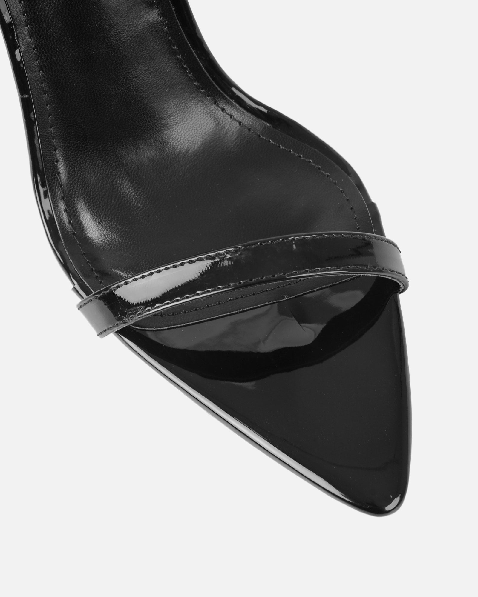 Dafni Black Patent Padlock Detail Heeled Sandals