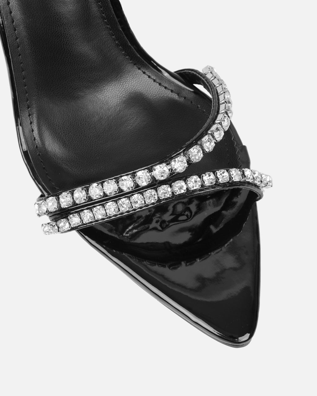 Brielle Black Patent Diamante Heeled Sandals