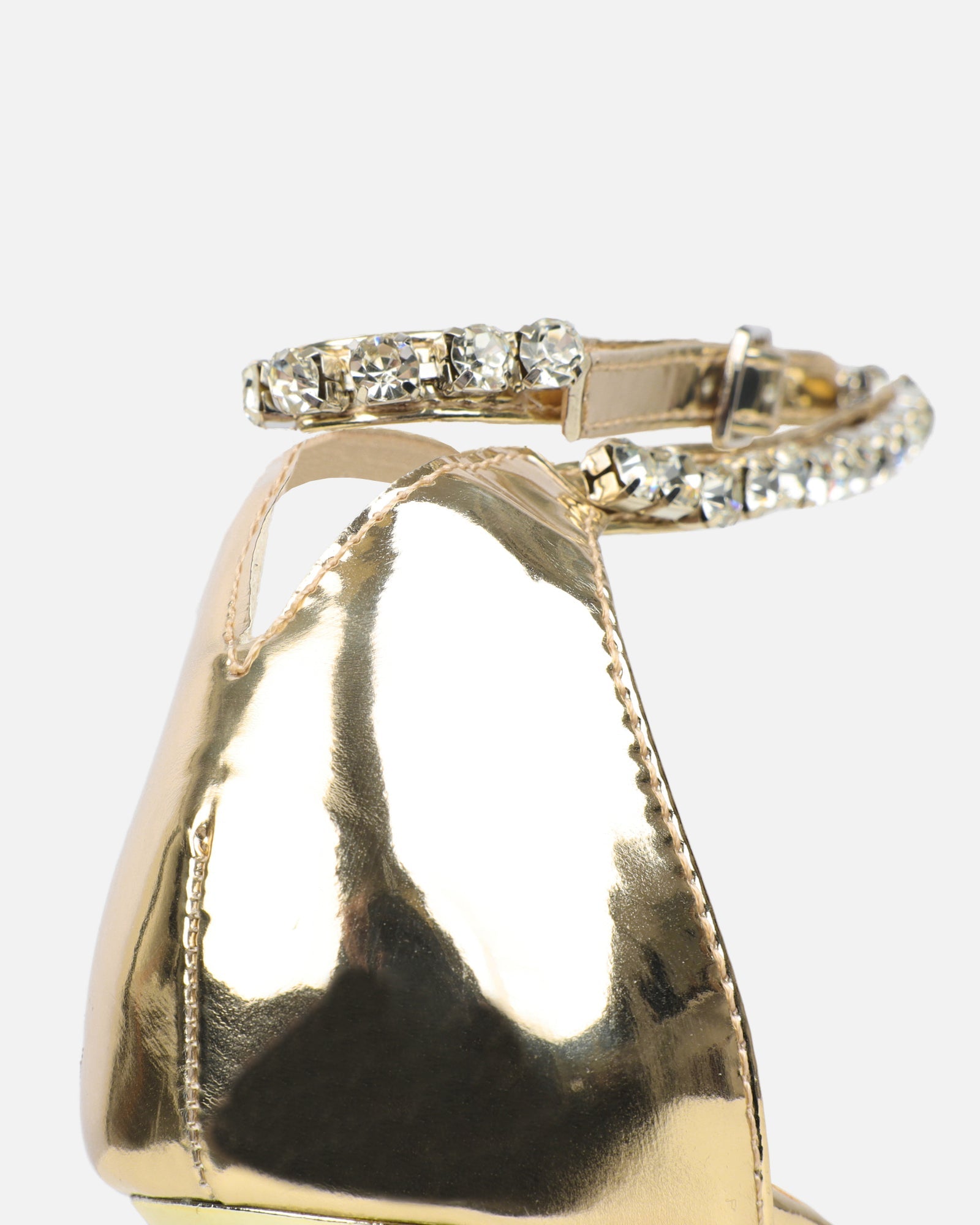 Brielle Gold Mirror Diamante Heeled Sandals
