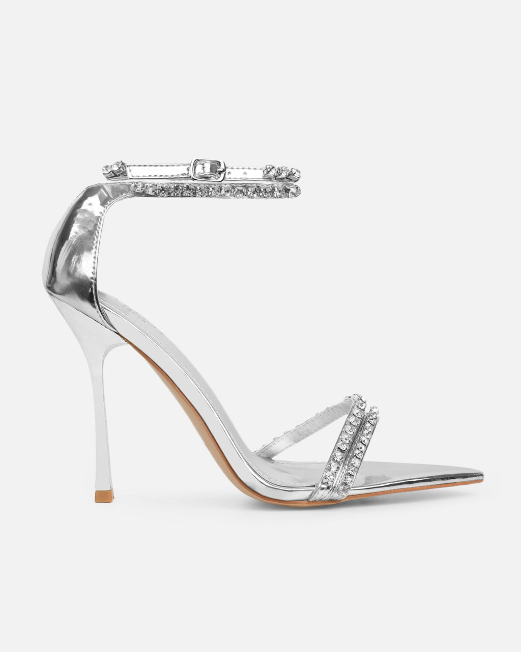Brielle Silver Diamante Heeled Sandals