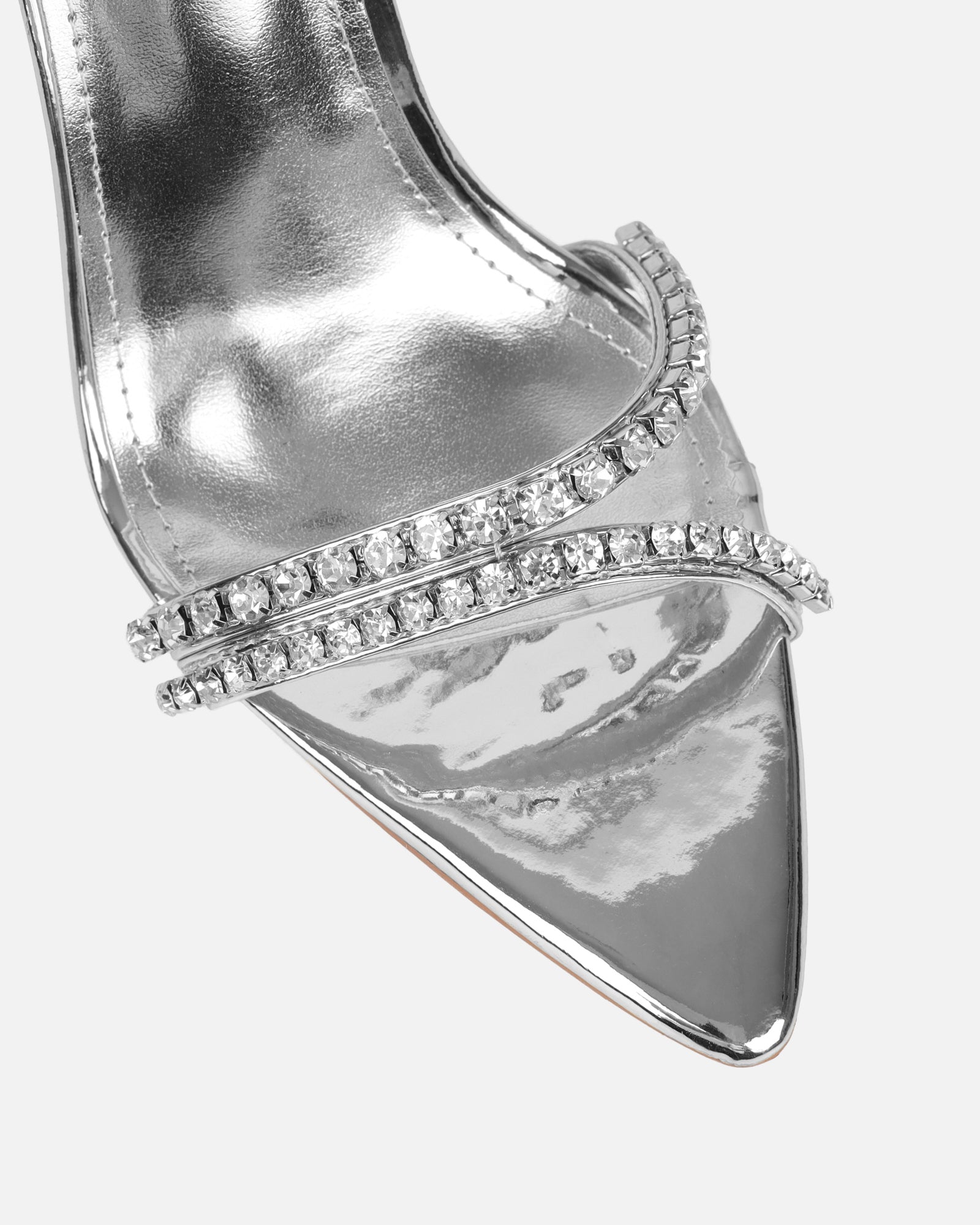 Brielle Silver Diamante Heeled Sandals