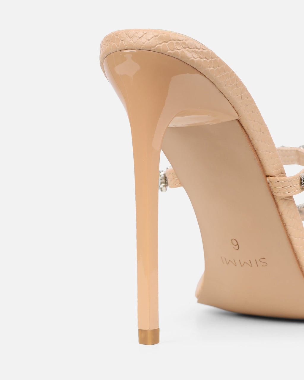 Daizy Nude Snake Effect Diamante Heeled Sandals