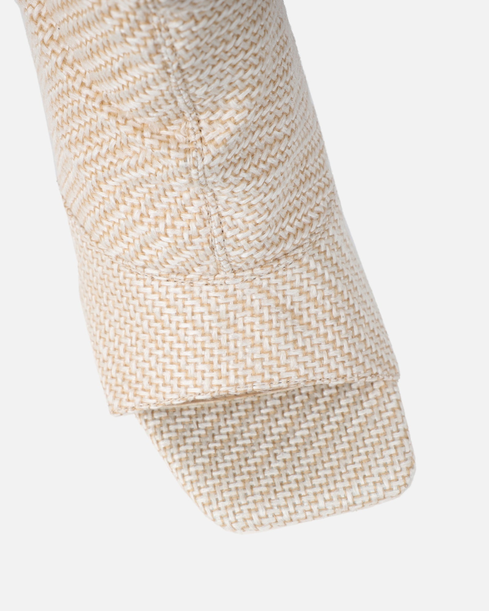Dakira Beige Woven Over The Knee Open Toe Boots