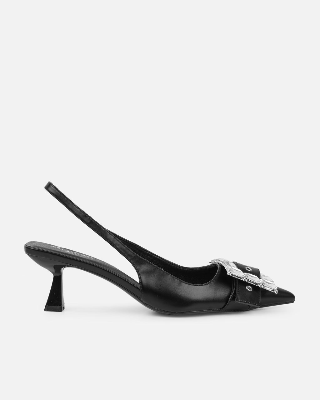 Ardenne Black Diamante Low Court Heeled Shoes