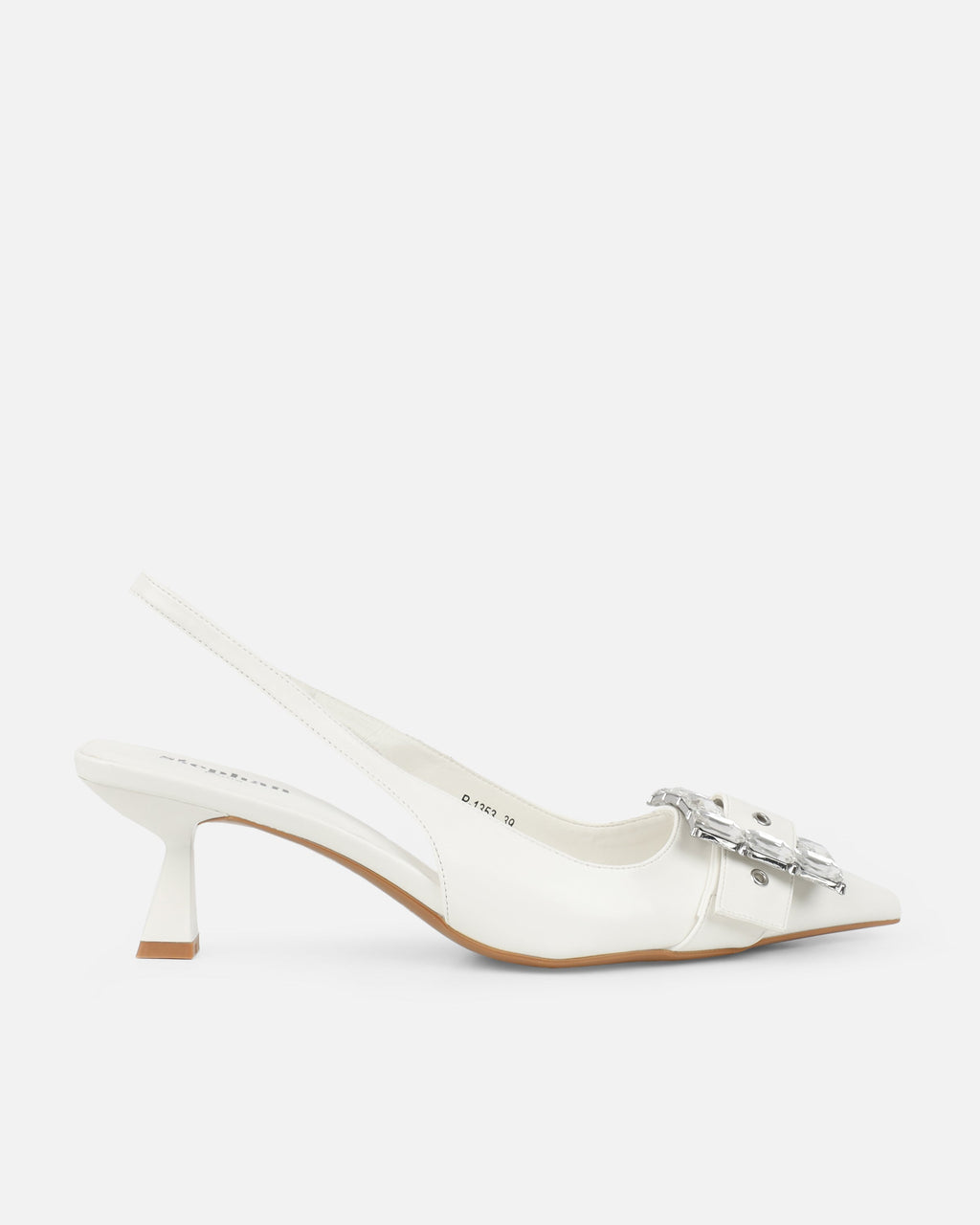 Ardenne White Diamante Low Court Heeled Shoes