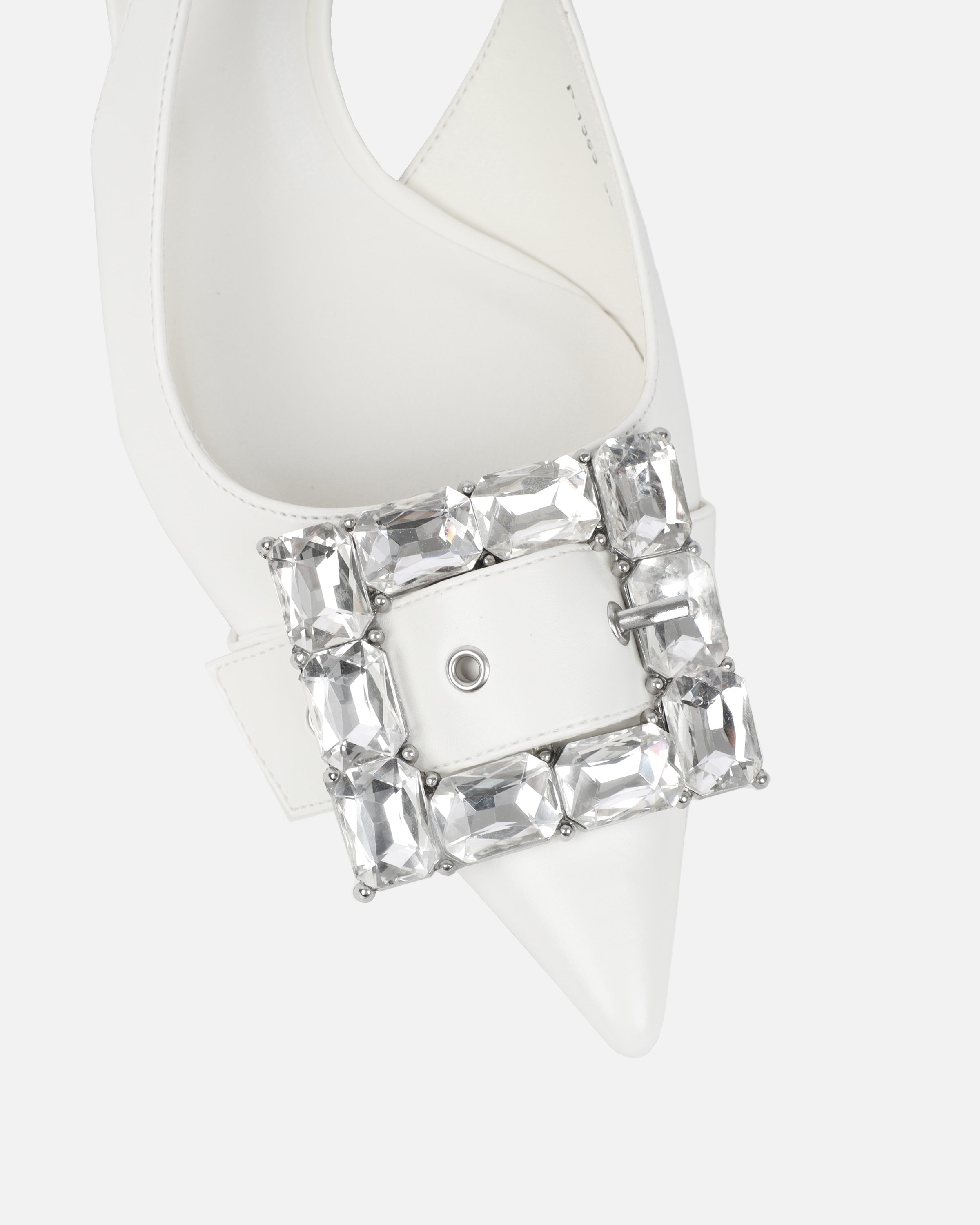 Ardenne White Diamante Low Court Heeled Shoes