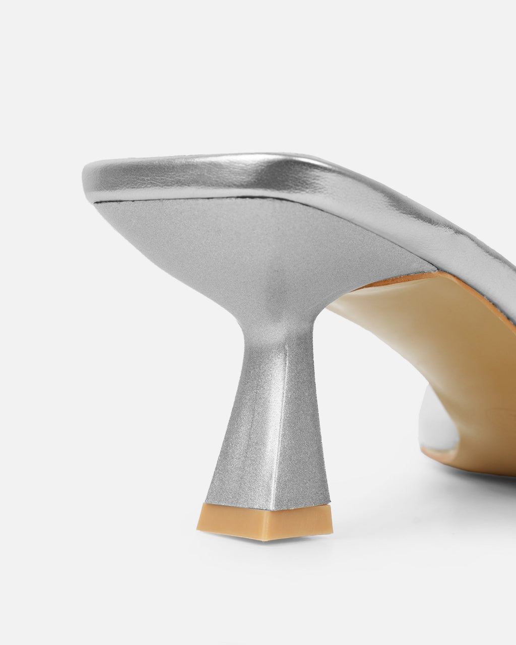 Racquel Clear Silver Diamante Mid Heel Courts