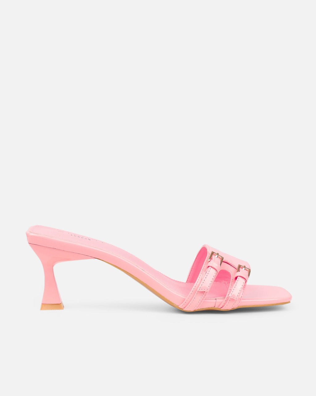 Dallyn Pink Patent Mule Heeled Sandals