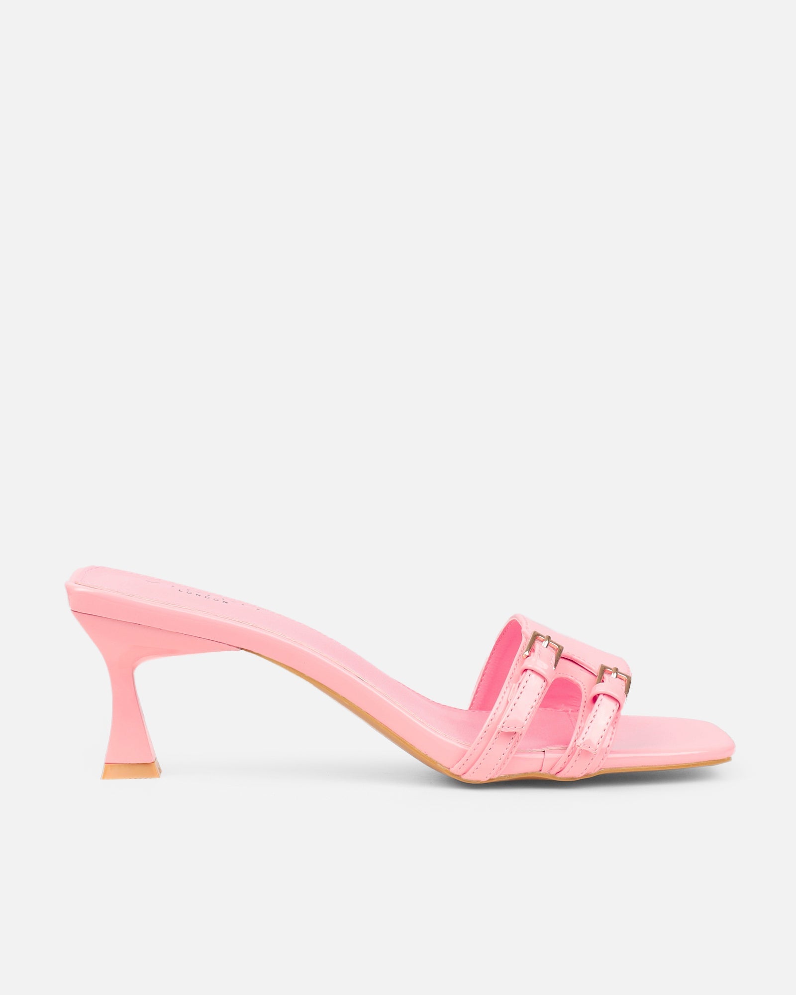 Dallyn Pink Patent Mule Heeled Sandals