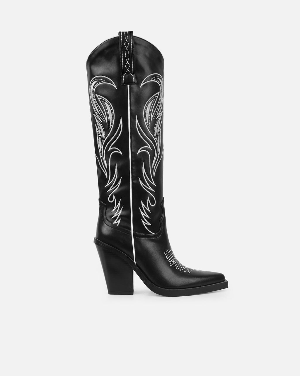 Eagon Black Knee High Western Boots