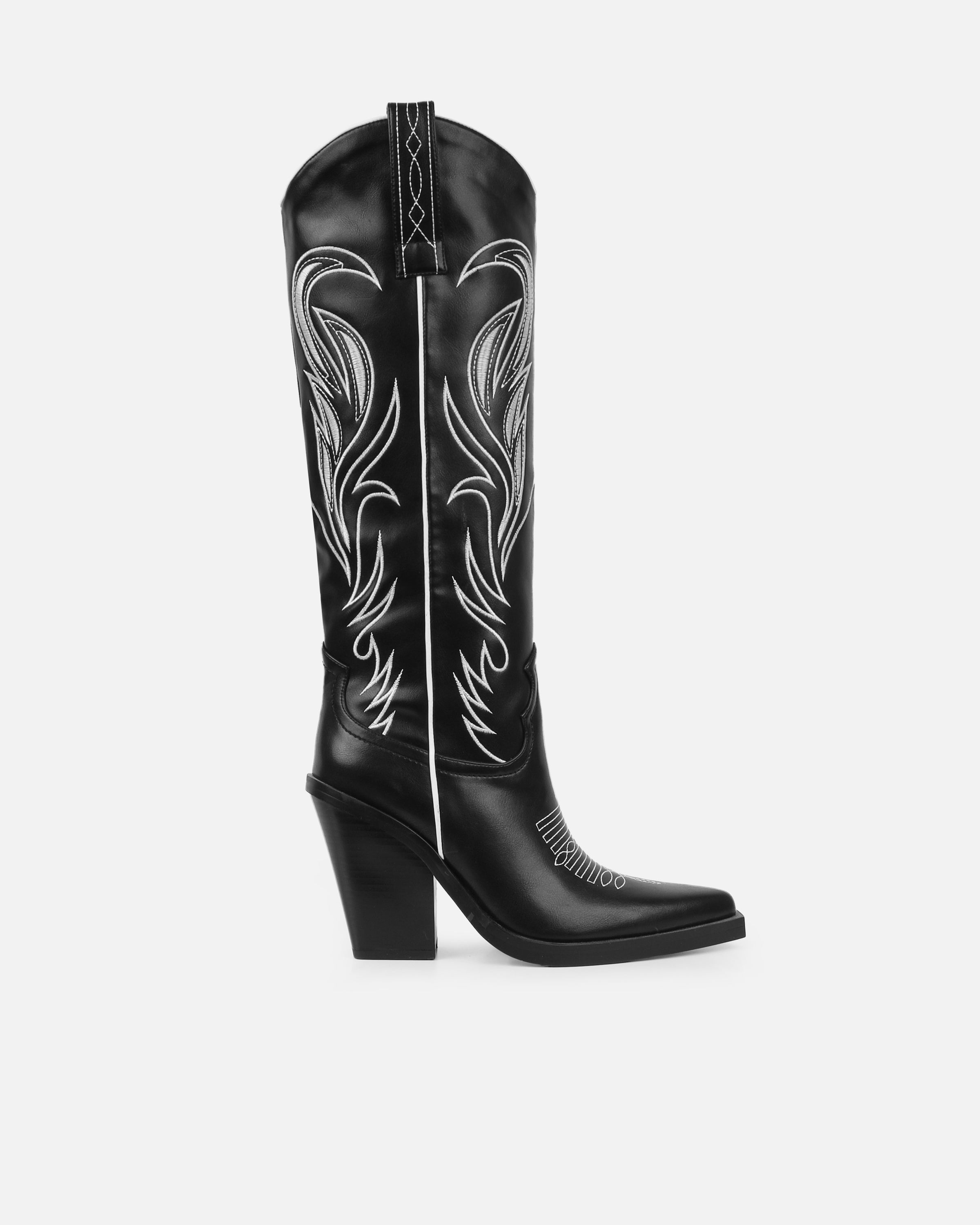 Eagon Black Knee High Western Boots