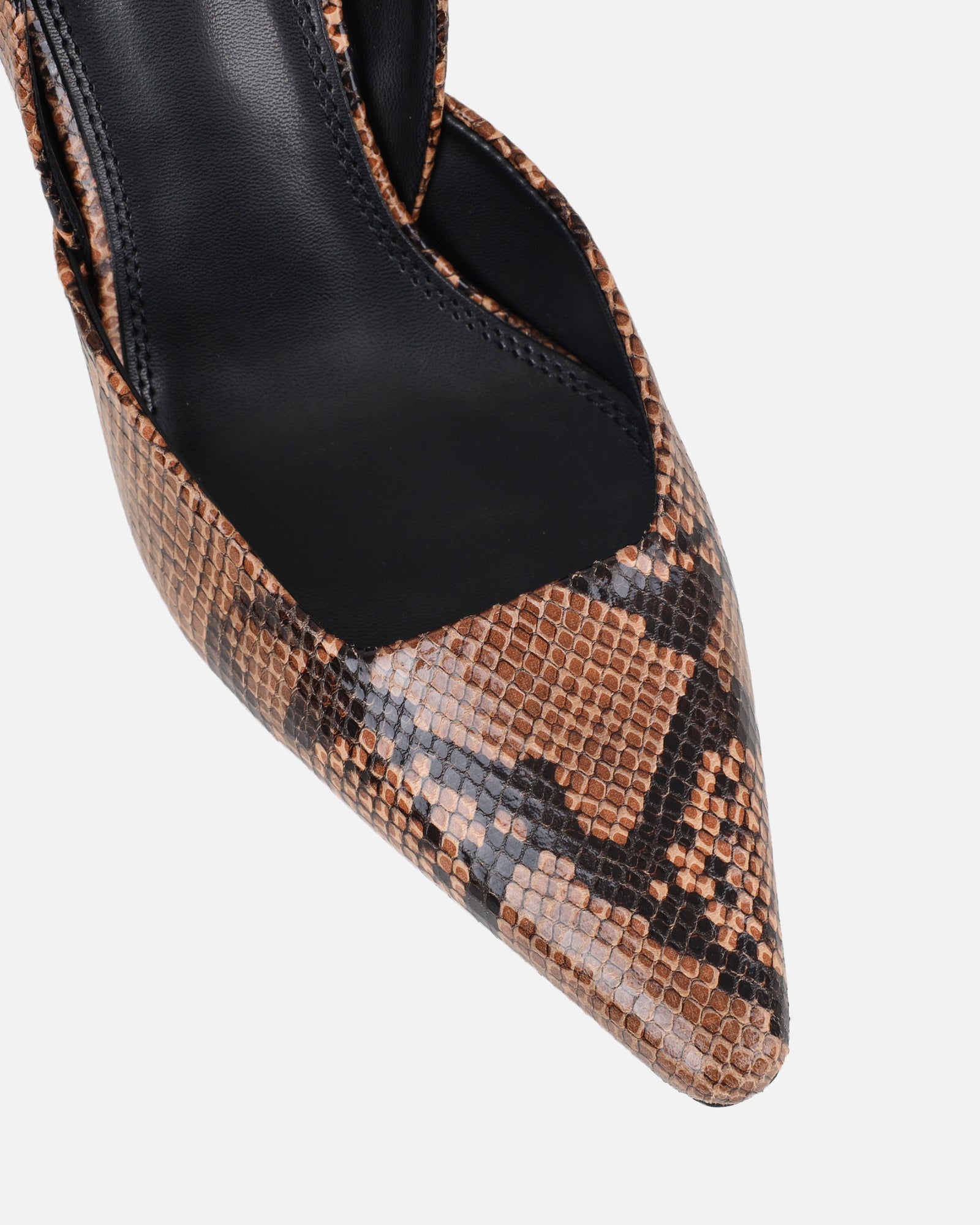 Darcia beige snake effect sling back court shoes