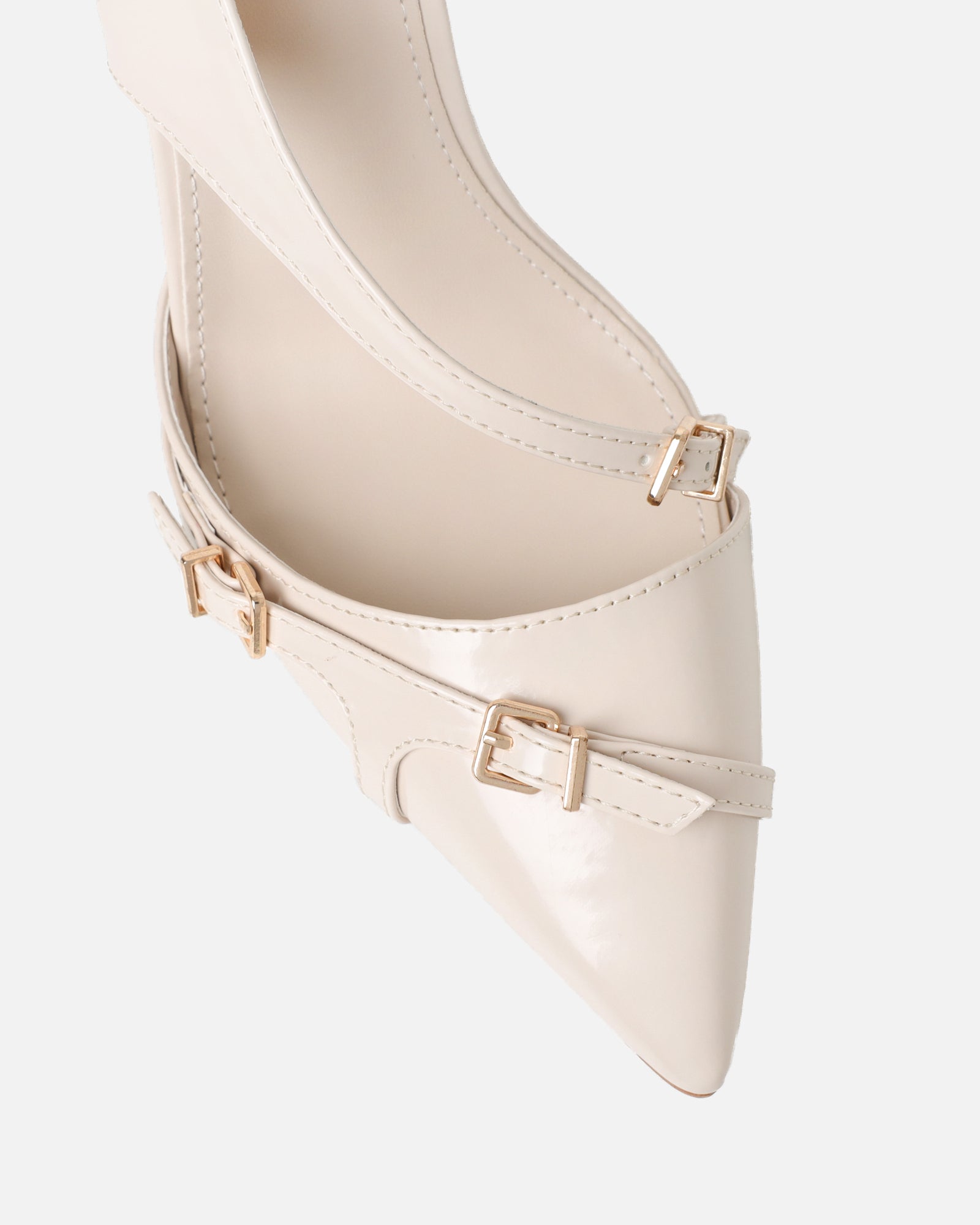 Vale stone box harness detail court shoes