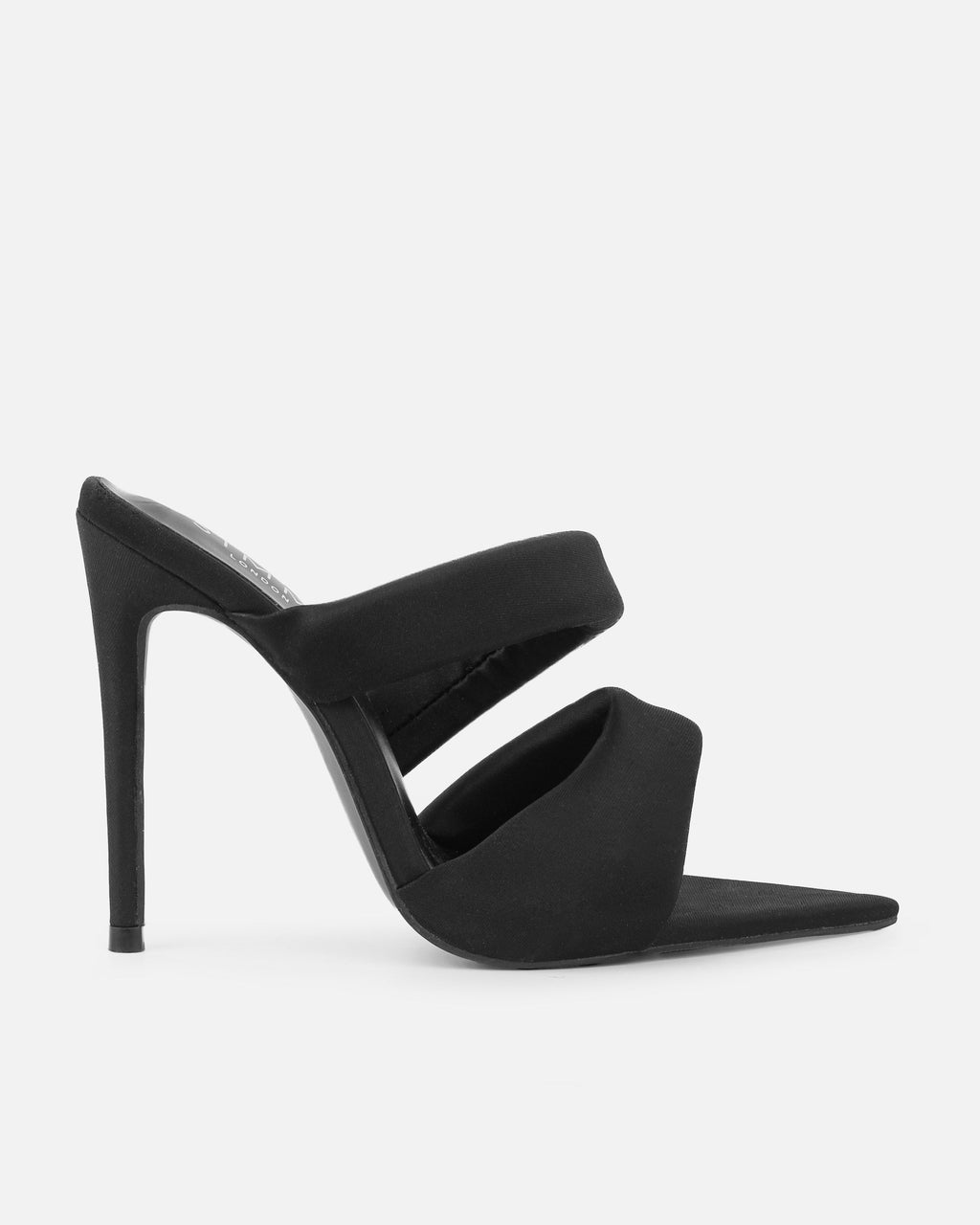 Dio Black Lycra Pointed Toe Heeled Sandals