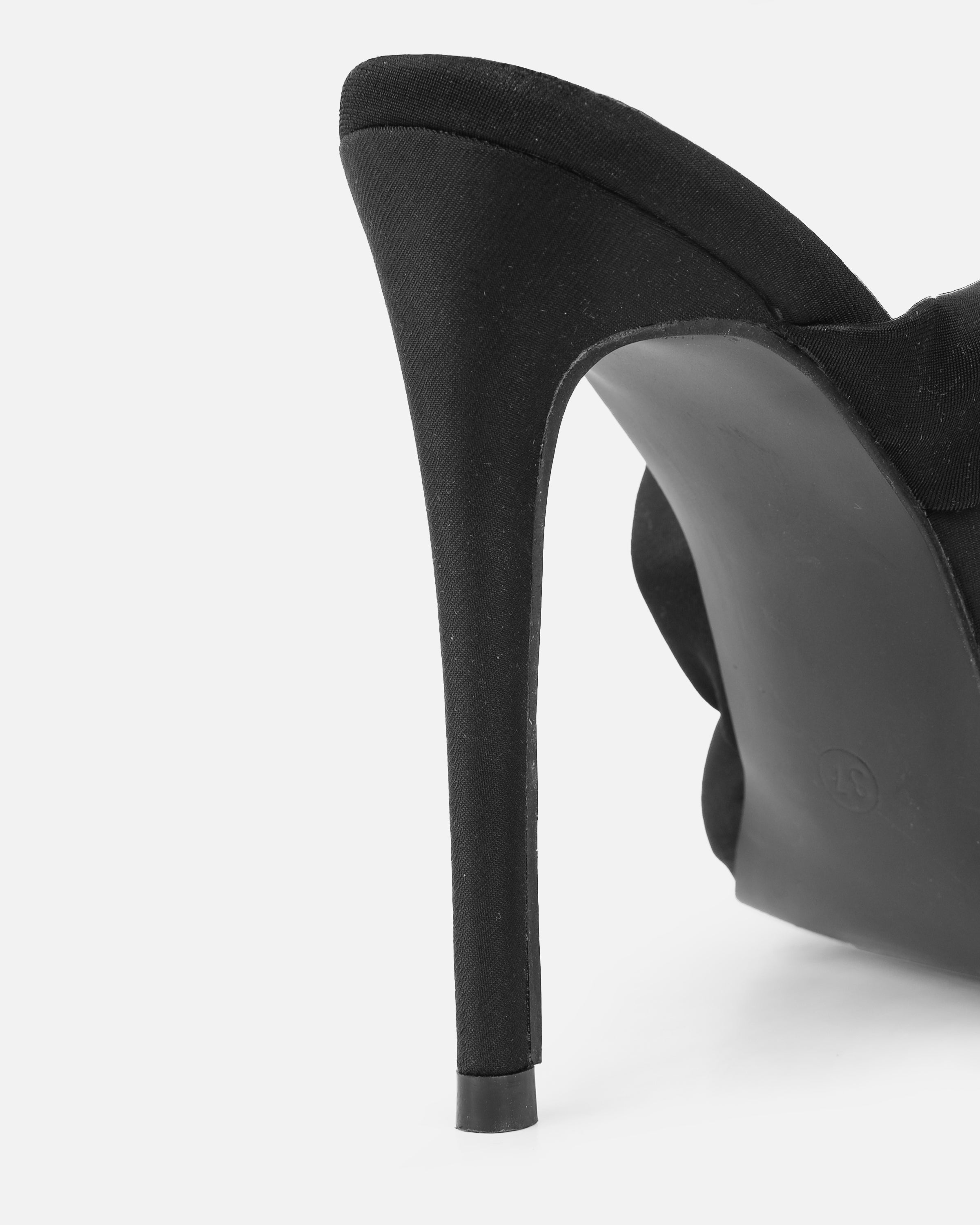 Dio Black Lycra Pointed Toe Heeled Sandals