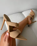 Dio Nude Lycra Pointed Toe Heeled Sandals