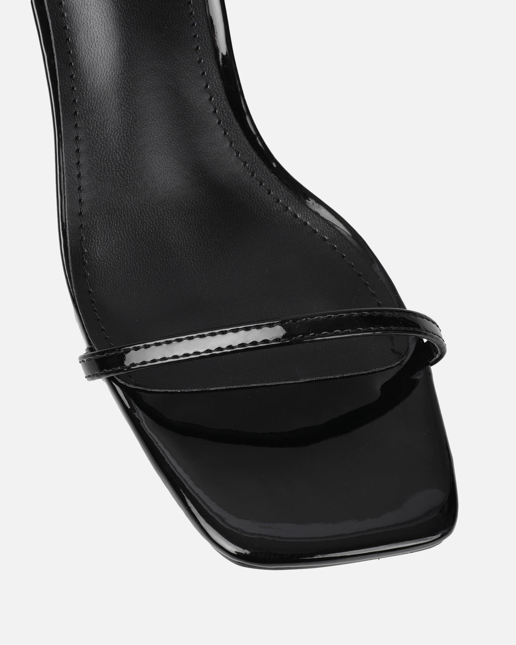 Devon Black Patent Low Heeled Sandals