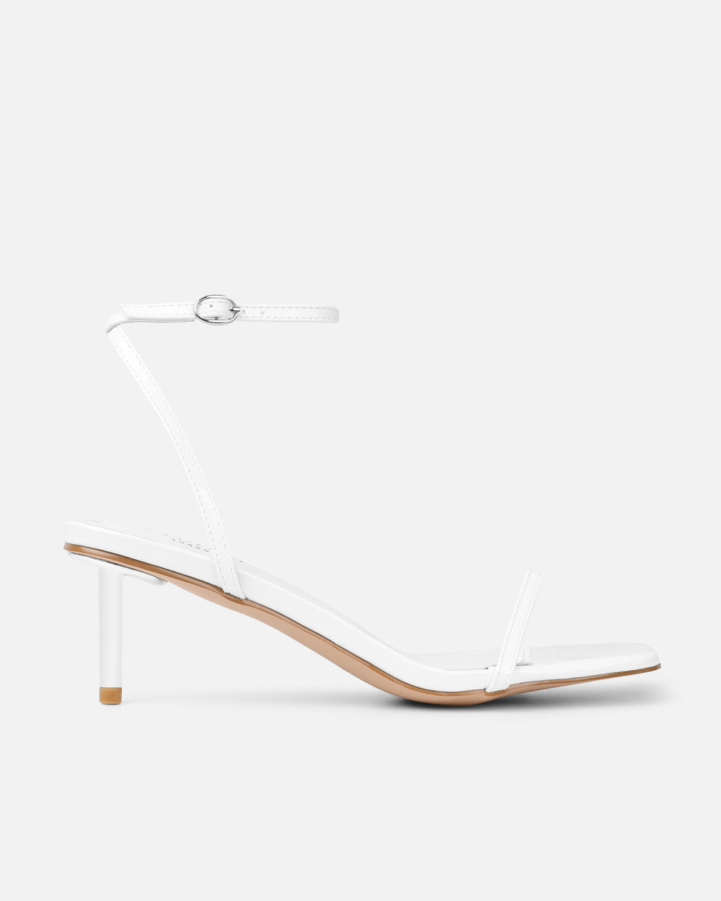 Devon White Patent Low Heeled Sandals