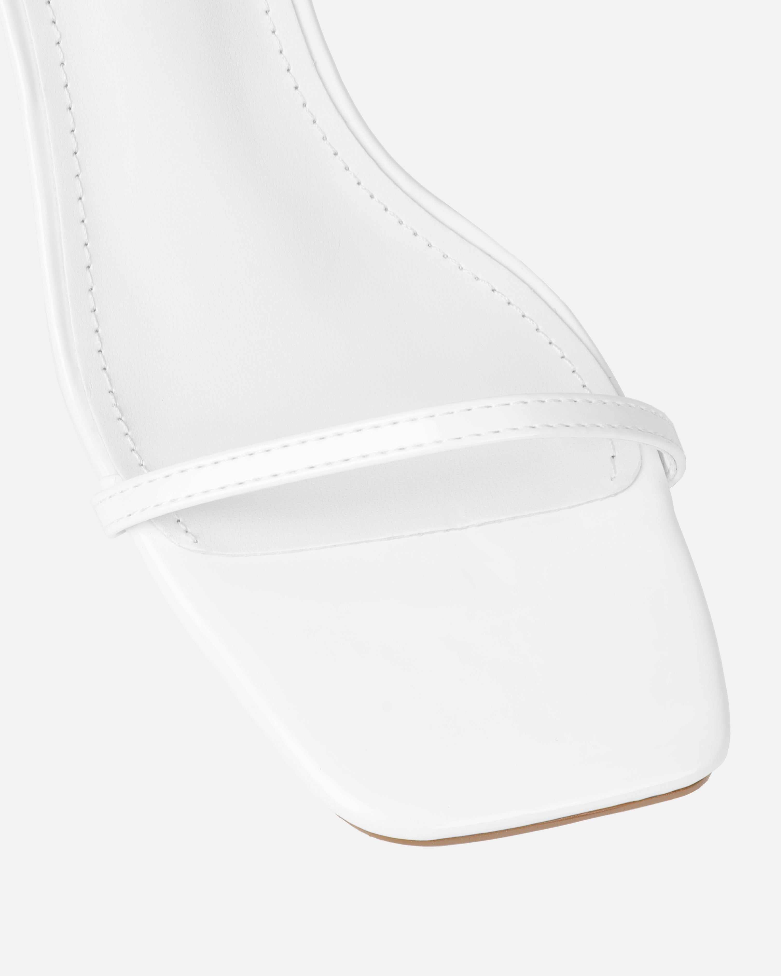 Devon White Patent Low Heeled Sandals