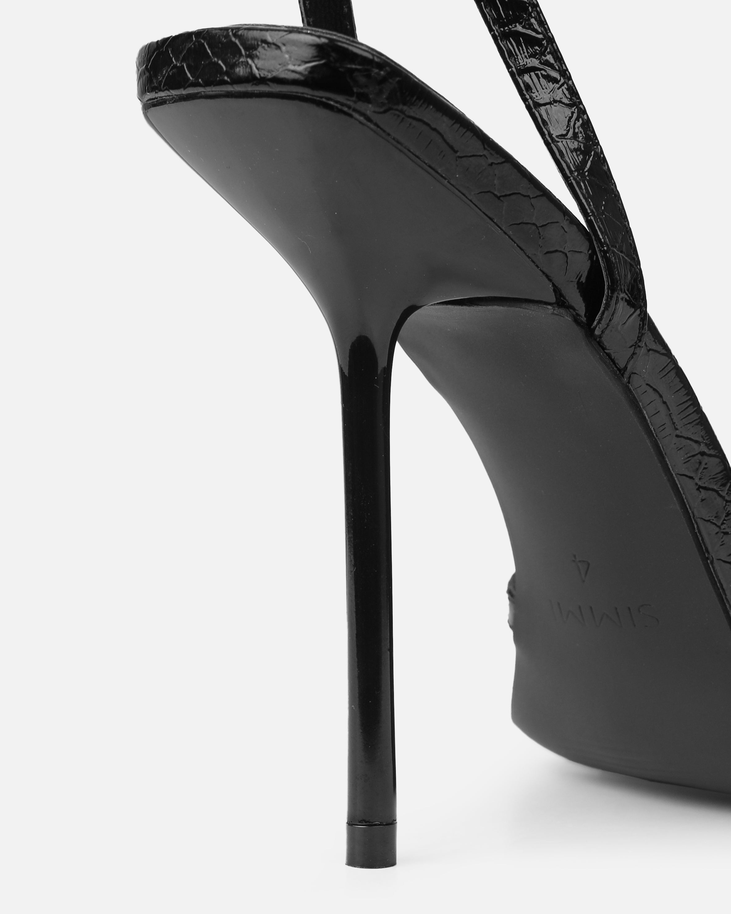 Dovie Black Faux Snake Print Gem Heels