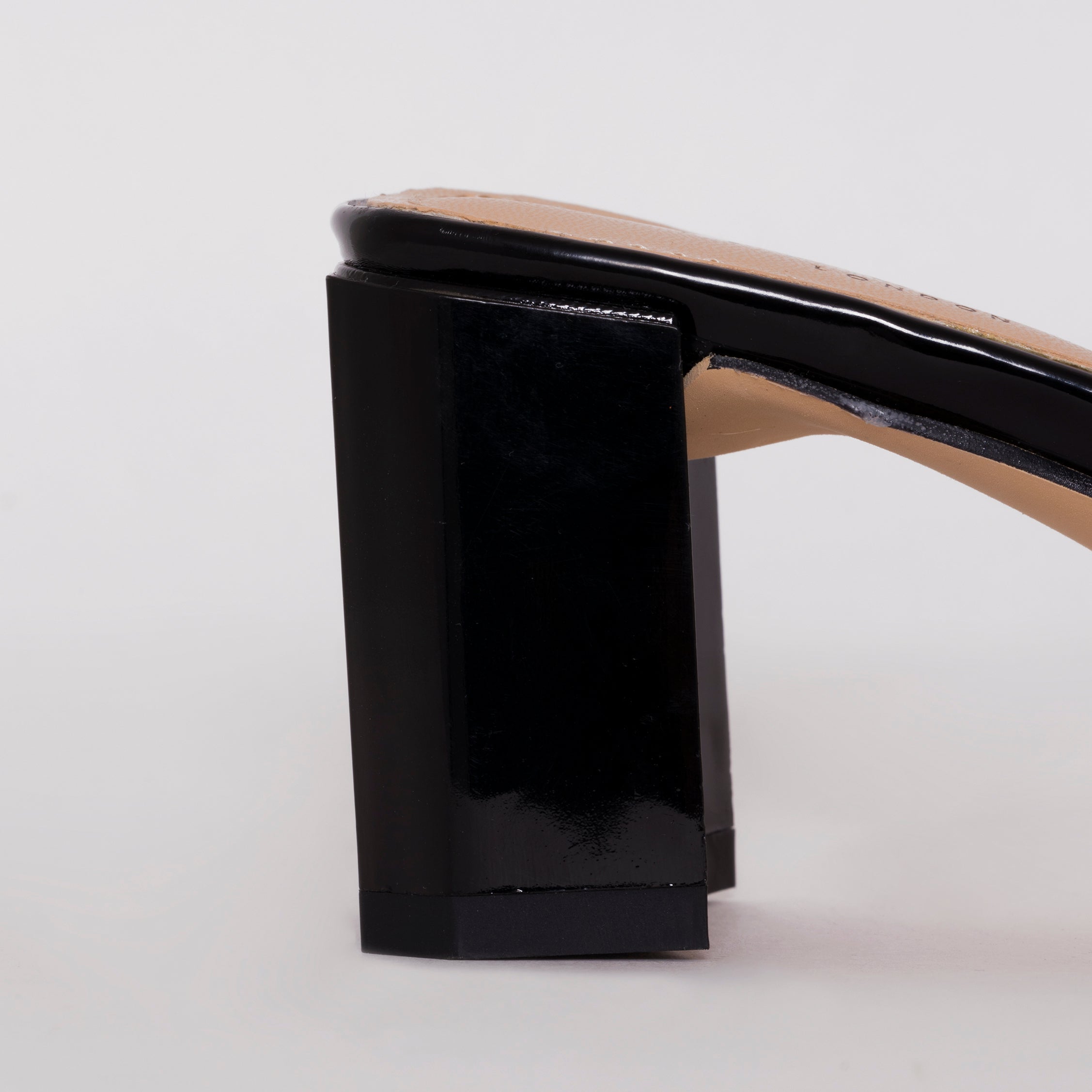 Romie Black Silver Block Mid Heel Mules