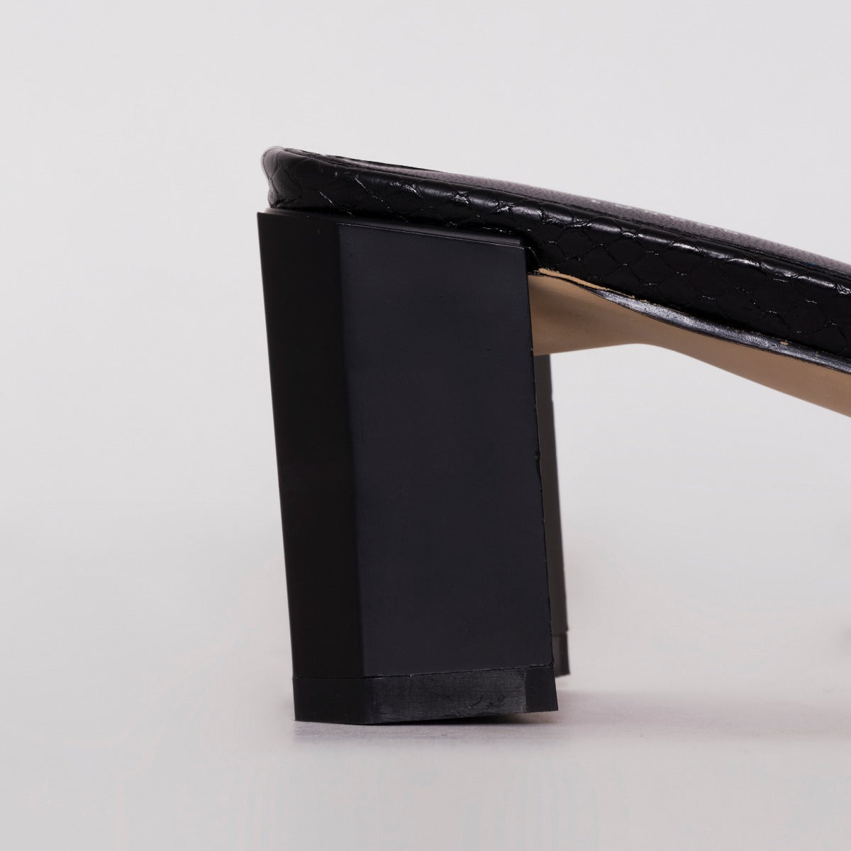 Ruhani Wide Fit Black Snake Print Block Mid Heel Mules
