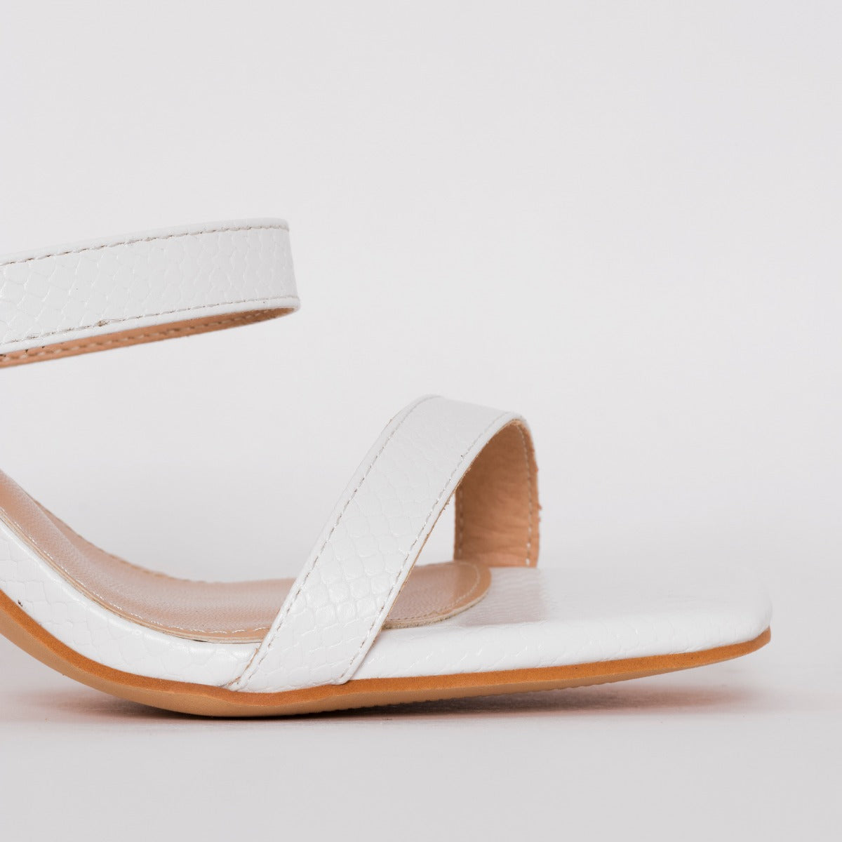 Dalla Wide Fit White Snake Print Mid Heel Mules