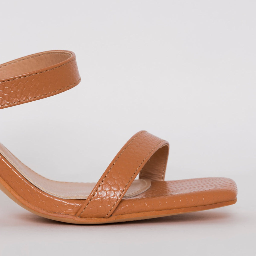 Dalla Wide Fit Nude Snake Print Mid Heel Mules