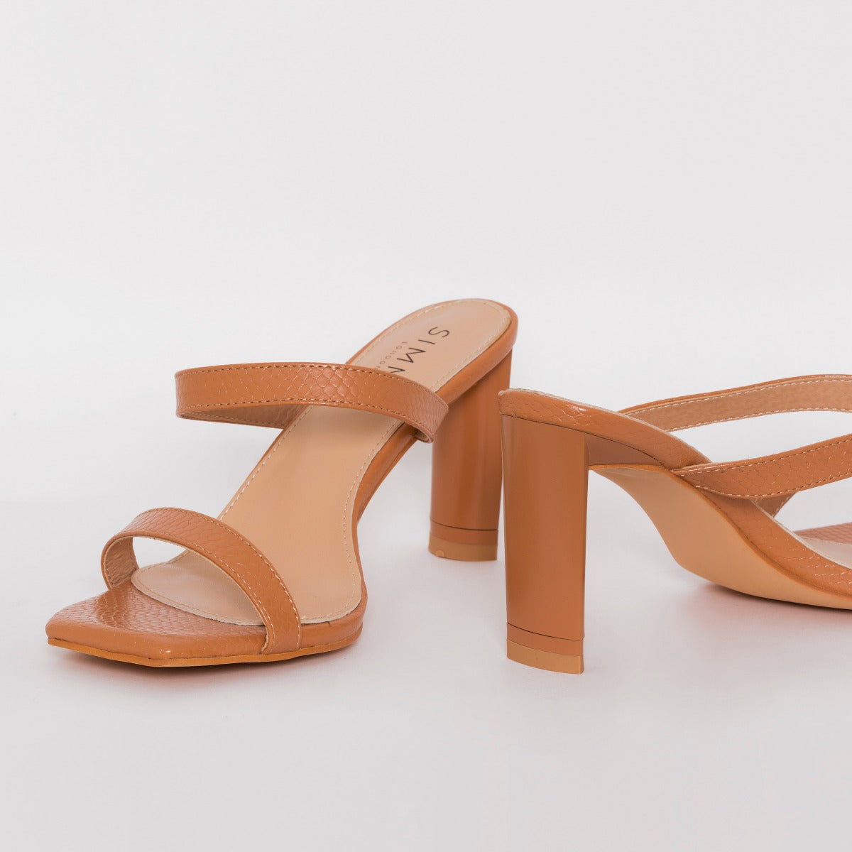 Dalla Wide Fit Nude Snake Print Mid Heel Mules