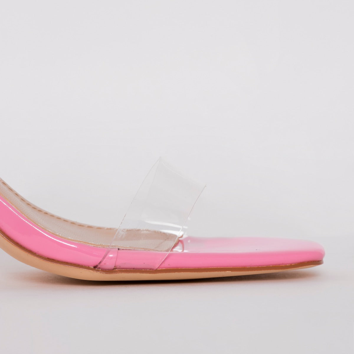 Truo Wide Fit Pink Clear Lace up Stiletto Heels