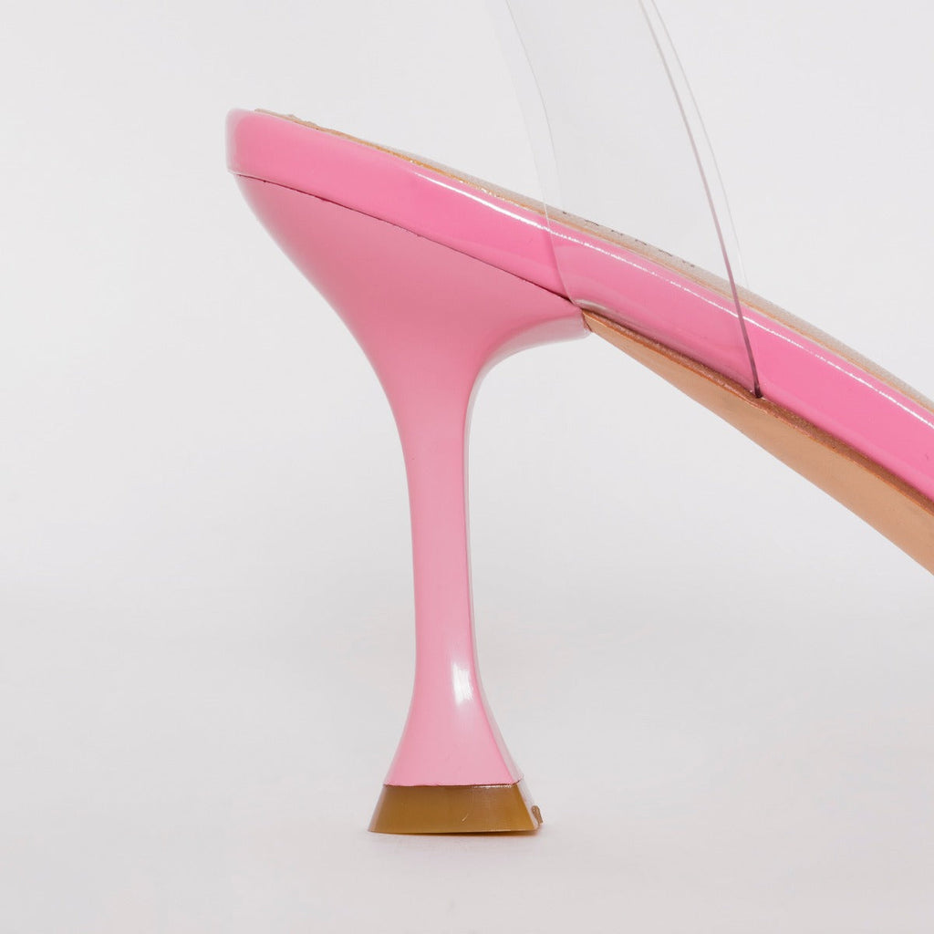 Truo Wide Fit Pink Clear Lace up Stiletto Heels