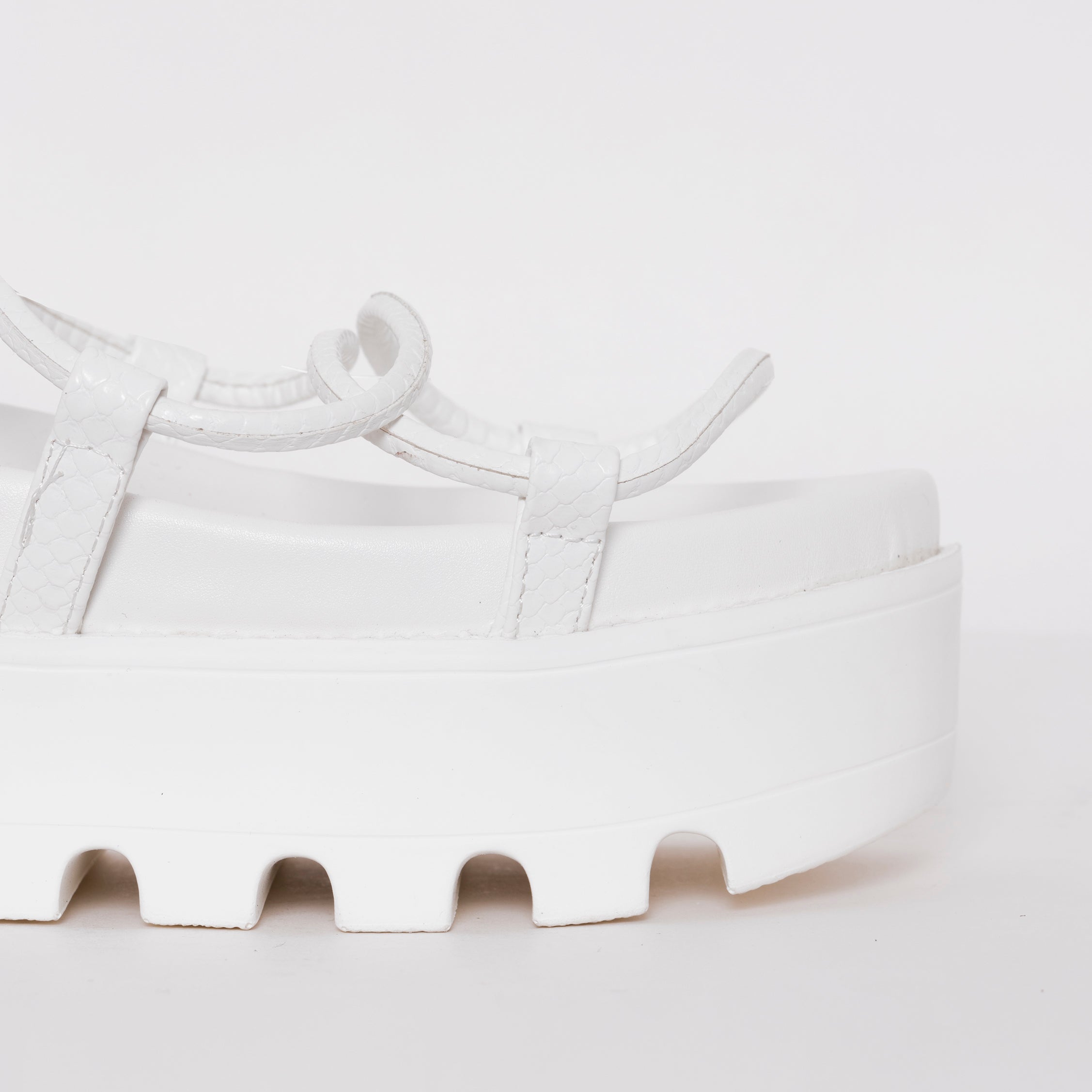 Thoma White Lizard Print Lace Up Flatforms