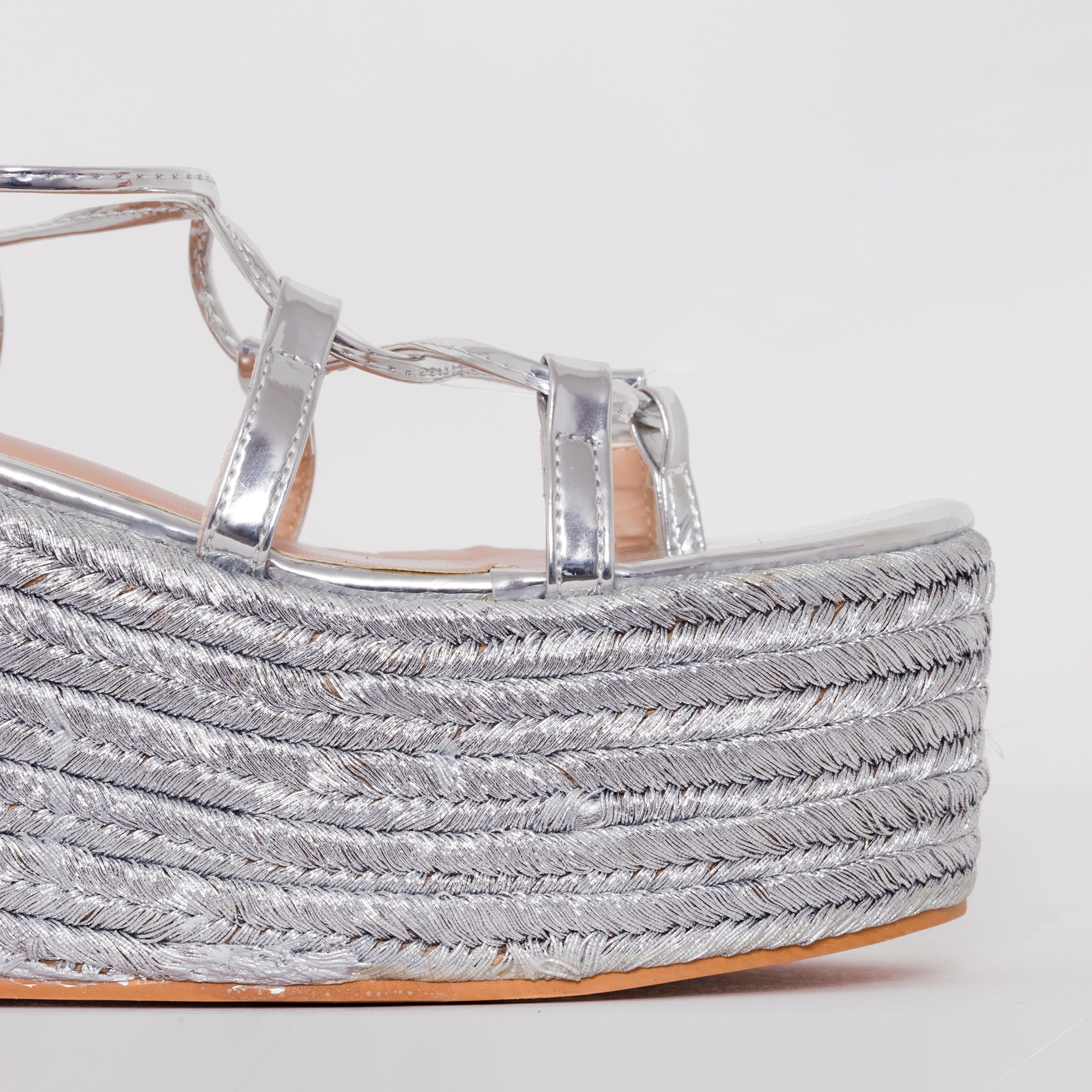 Terisa Silver Mirror Espadrille Flatforms