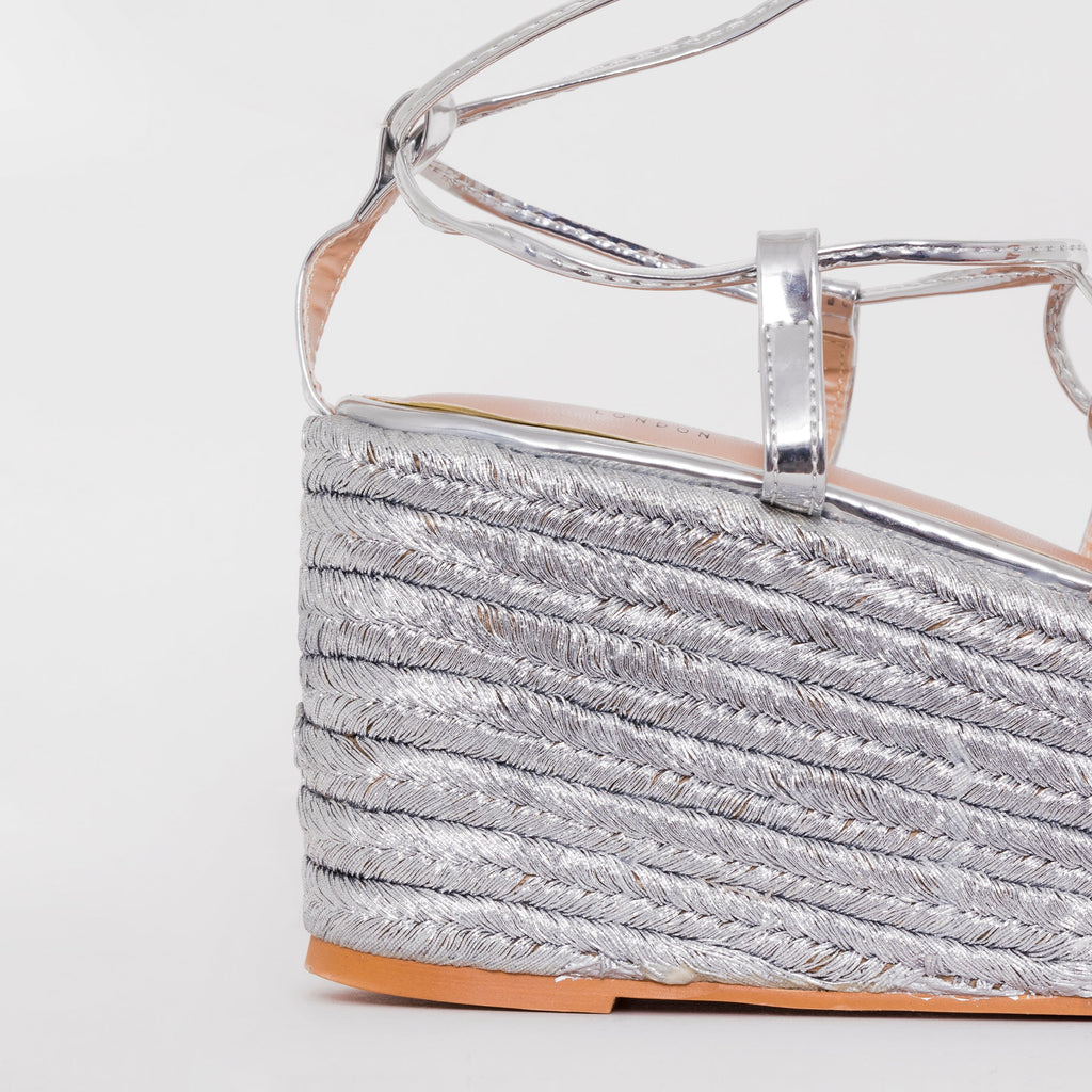 Terisa Silver Mirror Espadrille Flatforms