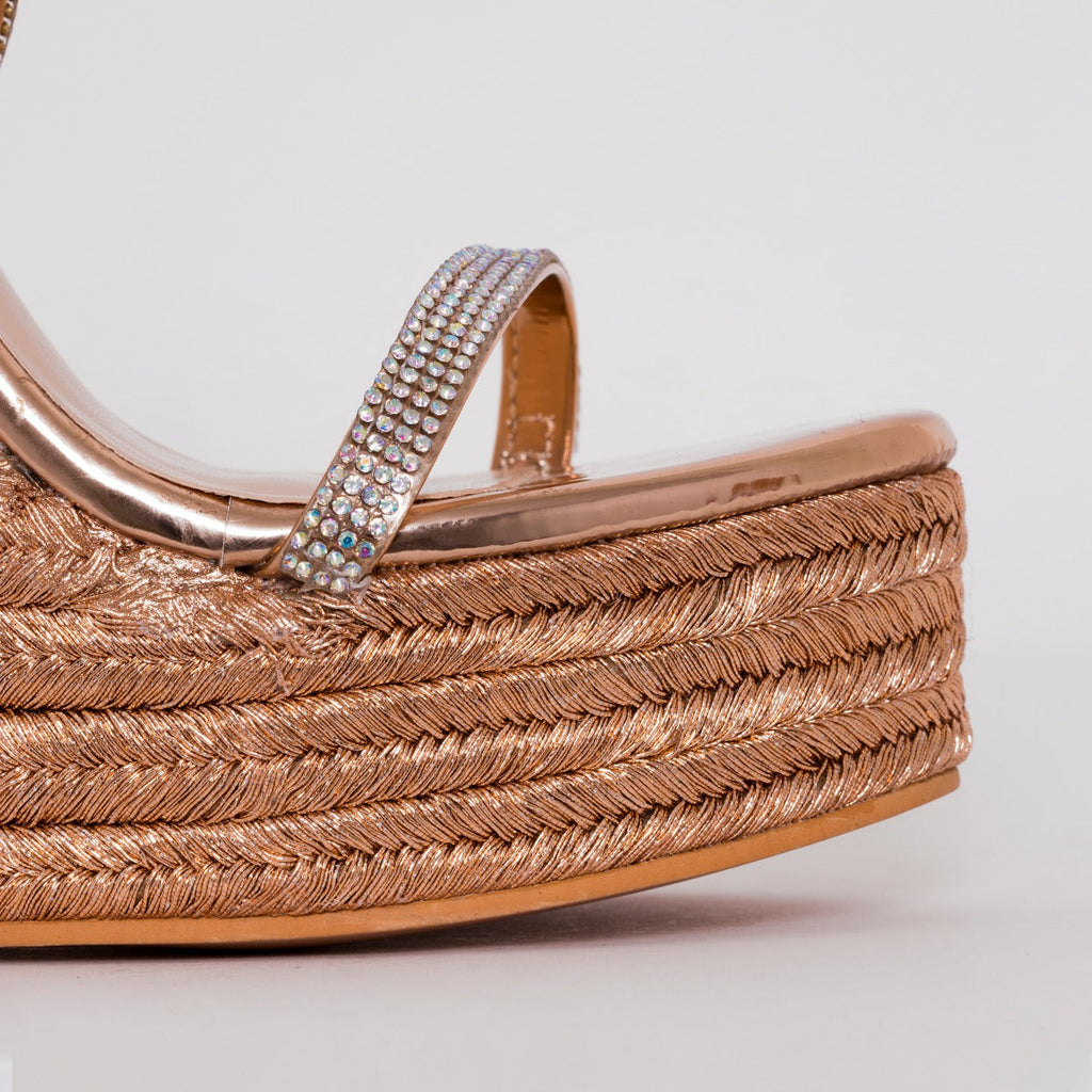 Ciara Wide Fit Rose Gold Espadrille Wedges