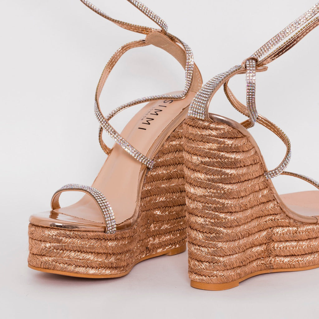 Ciara Wide Fit Rose Gold Espadrille Wedges