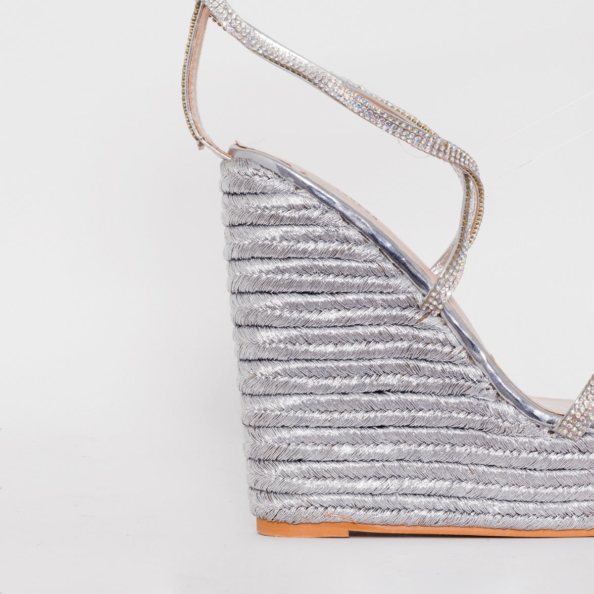 Ciara Silver Lace Up Espadrille Wedges