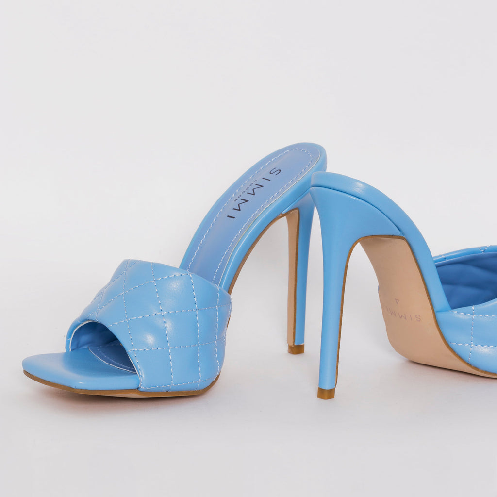 Marian Blue Quilted Mule Heels