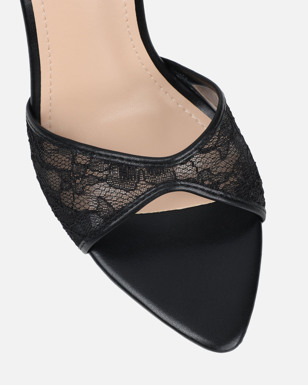 Eavie Black Lace Heeled Sandals