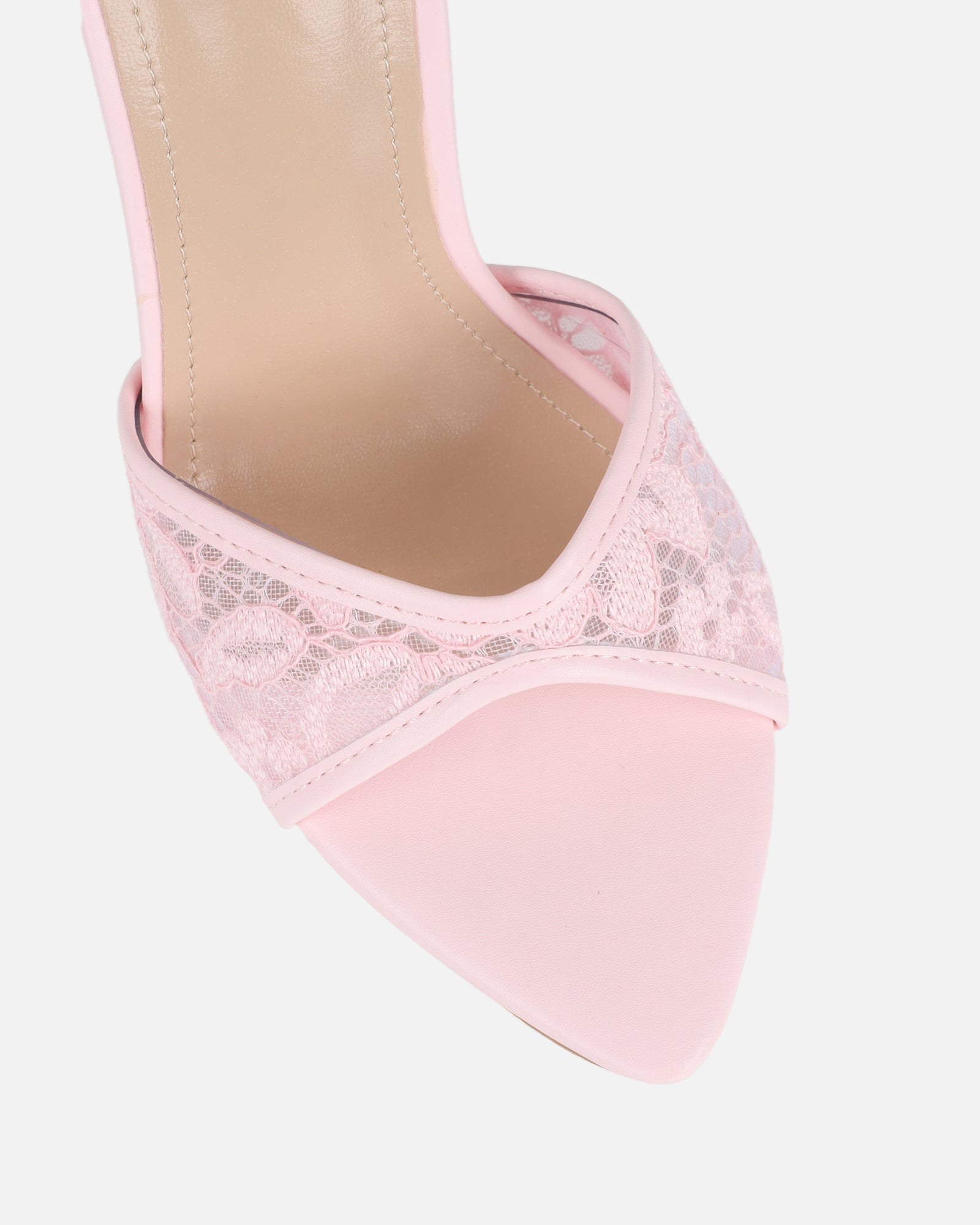 Eavie Pink Lace Heeled Sandals