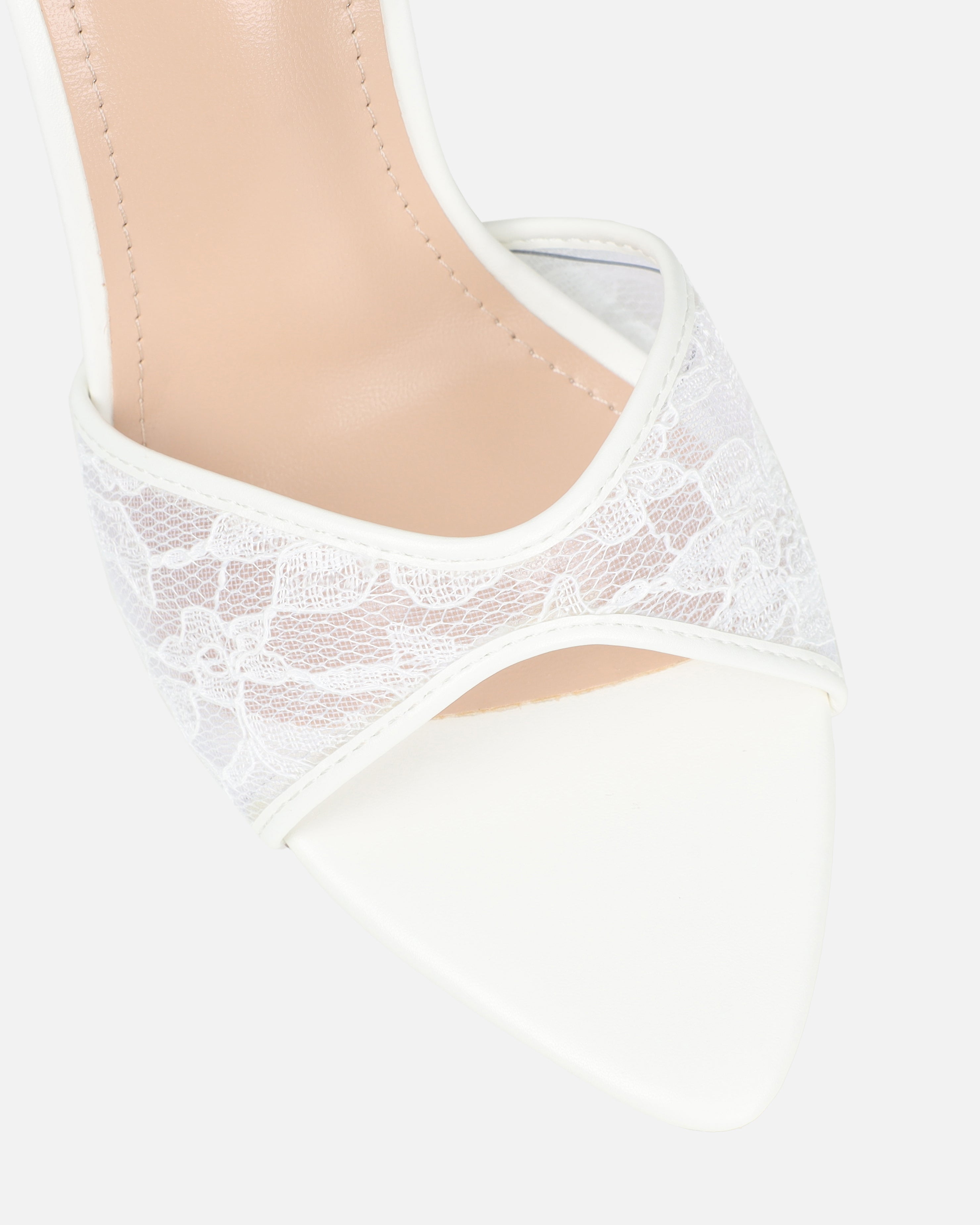 Eavie White Lace Heeled Sandals