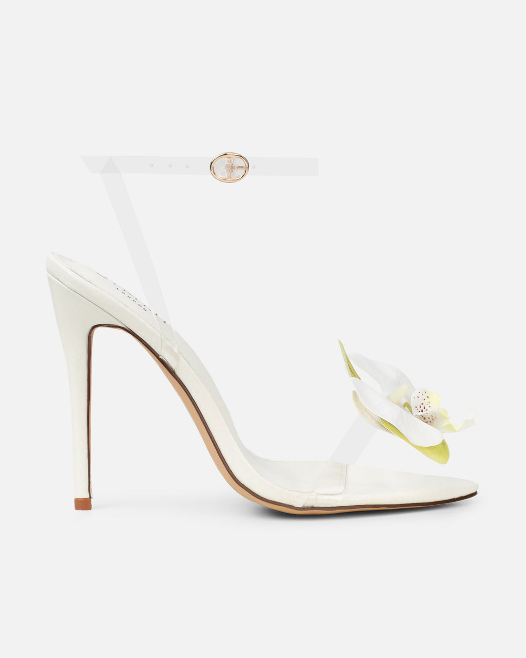 Erica White Snake Flower Embellished Heeled Sandals