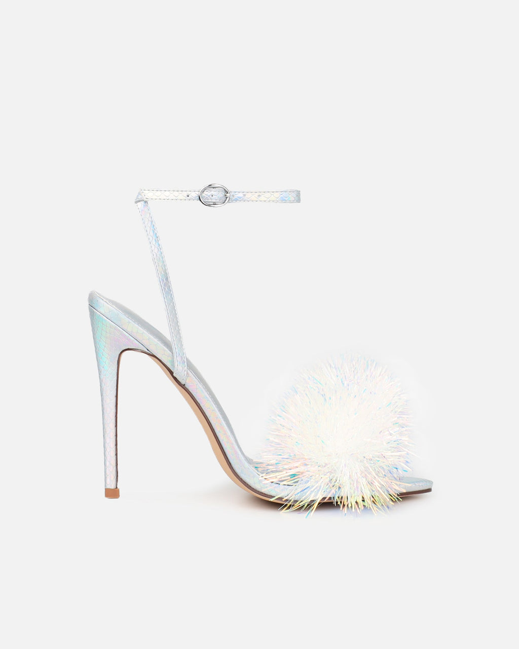 Doris Silver Holographic Tinsel Heeled Sandals