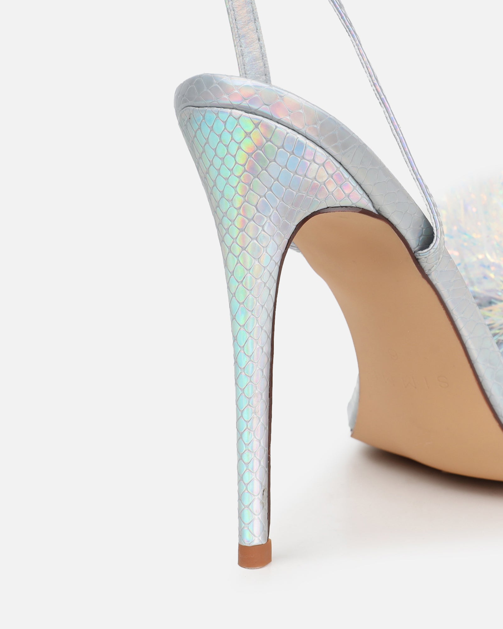 Doris Silver Holographic Tinsel Heeled Sandals