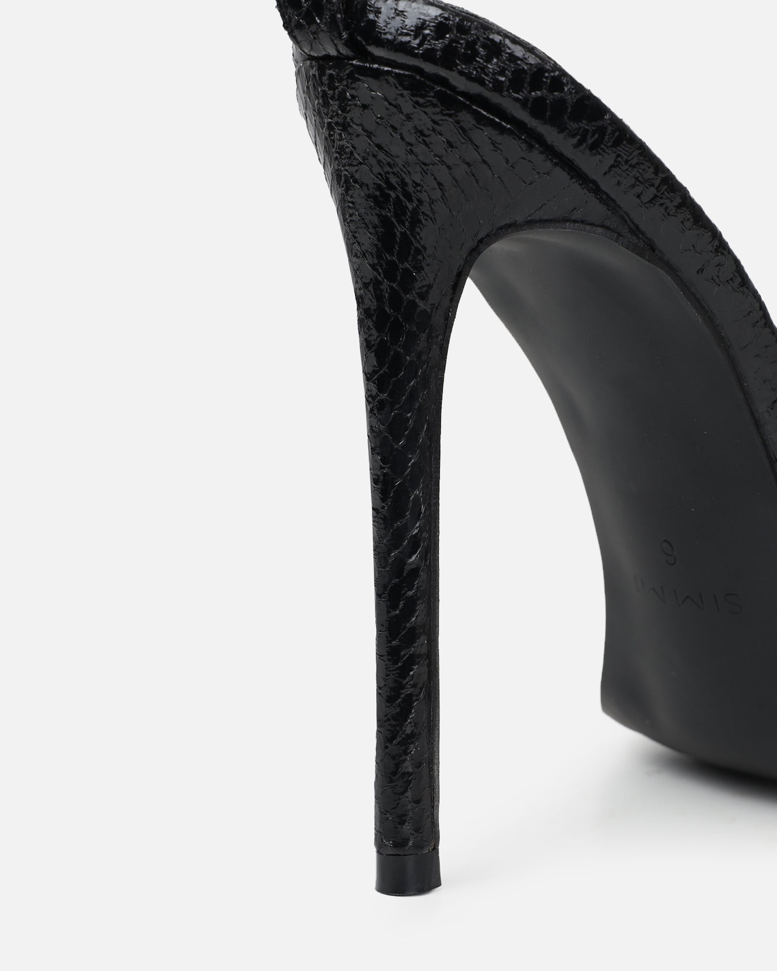 Shakirah Black Snake Diamante Heeled Sandals