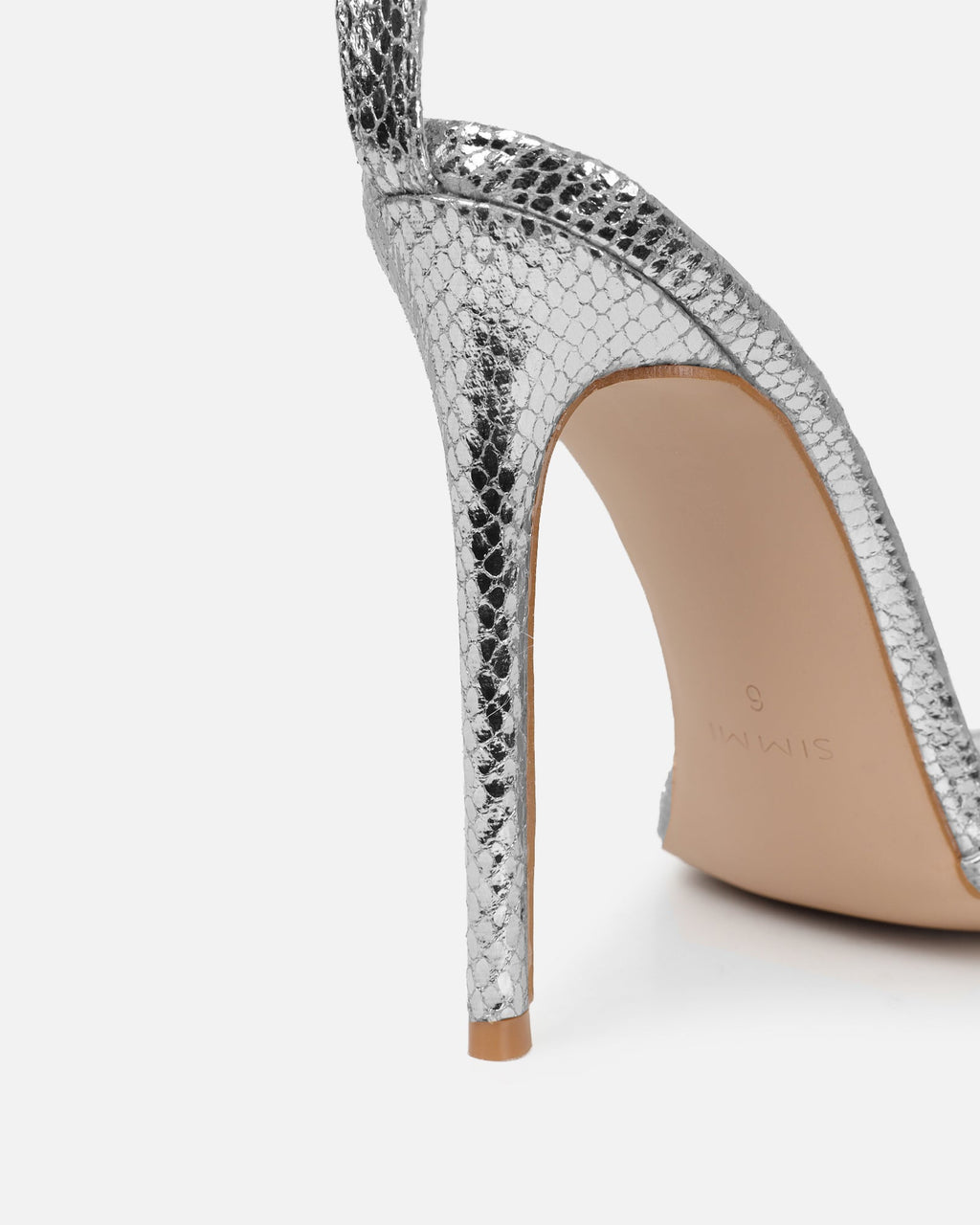 Shakirah Silver Snake Diamante Heeled Sandals