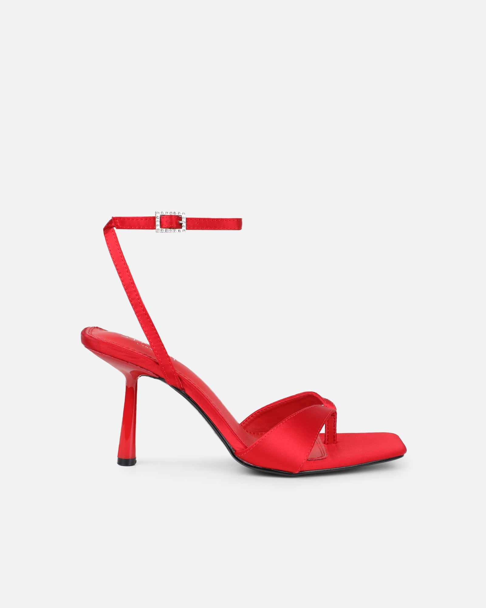 Ebba red satin heeled sandals