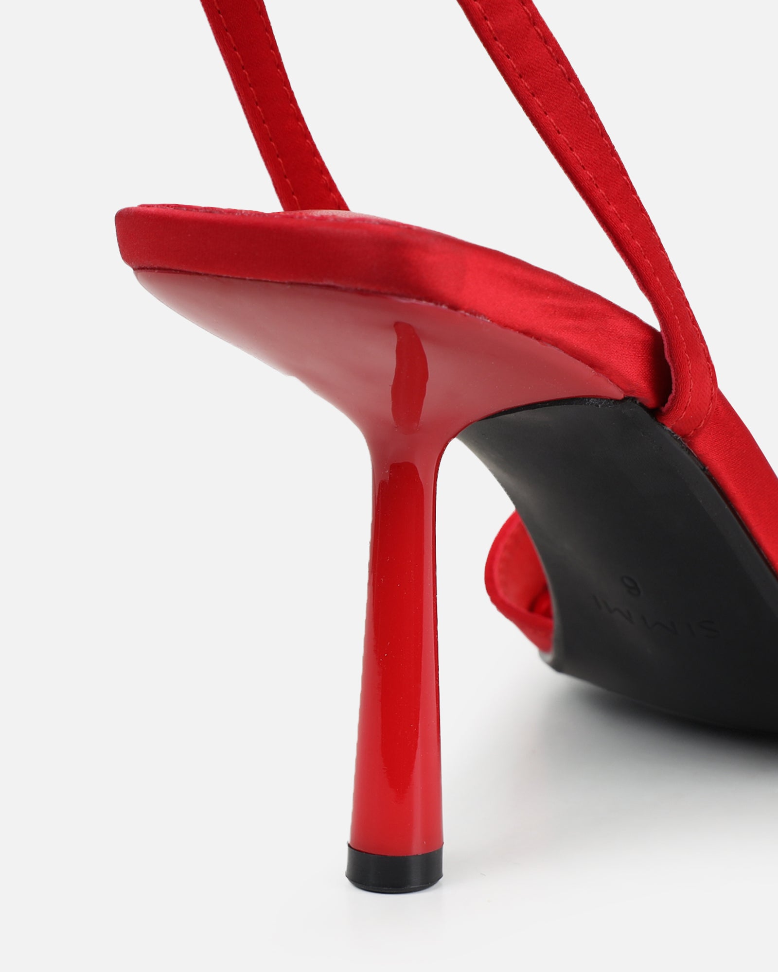Ebba red satin heeled sandals