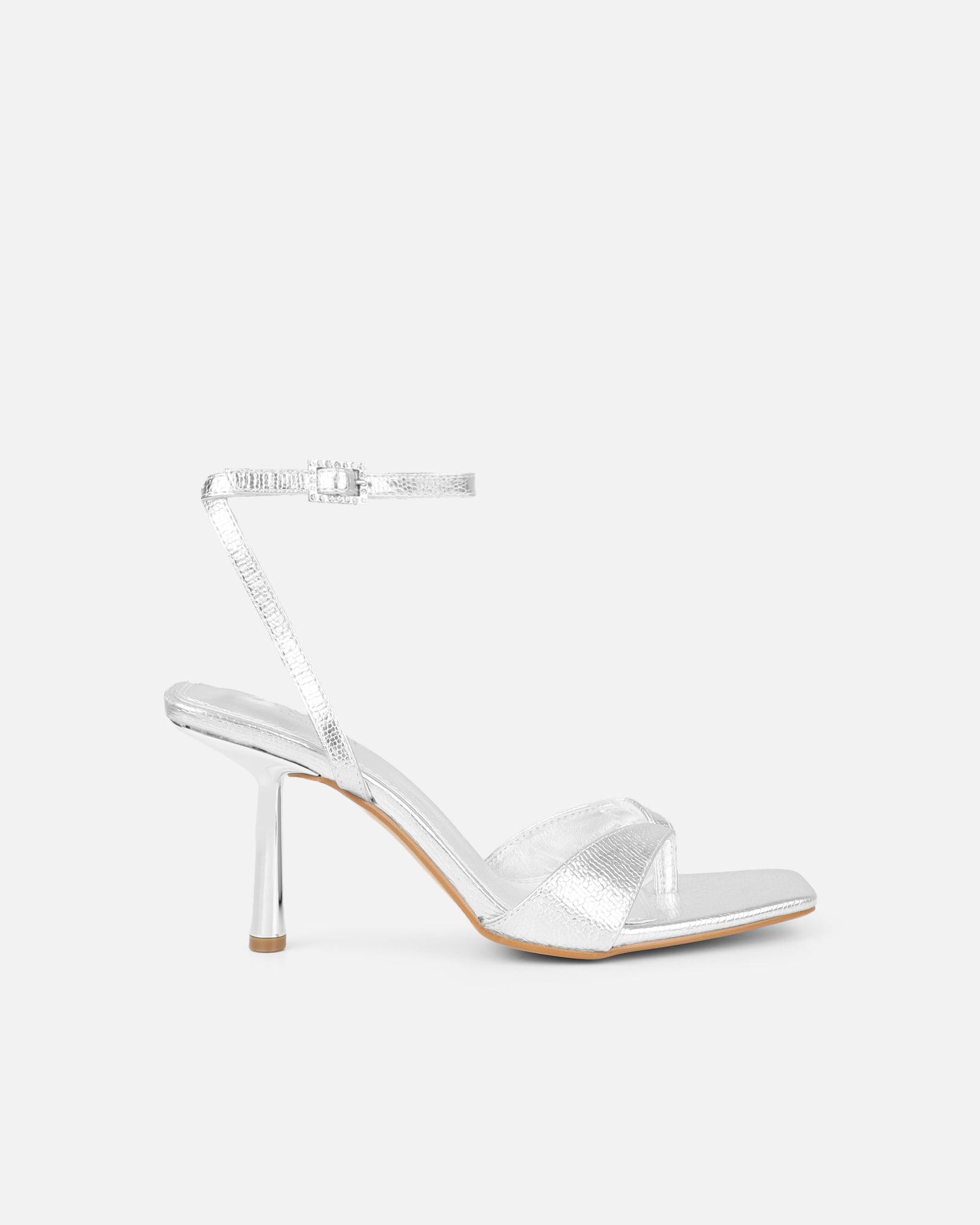 Ebba silver crackle heeled sandals